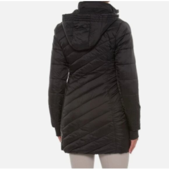 Like New! SPYDER Women's L BOUNDLESS LONG Insulated Hooded Gray Puffer Jacket XL - Picture 2 of 15